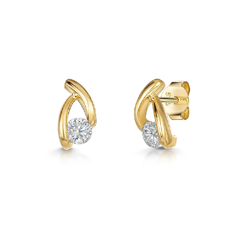 Jools Gold Vermeil Cubic Zirconia Wishbone Stud Earrings