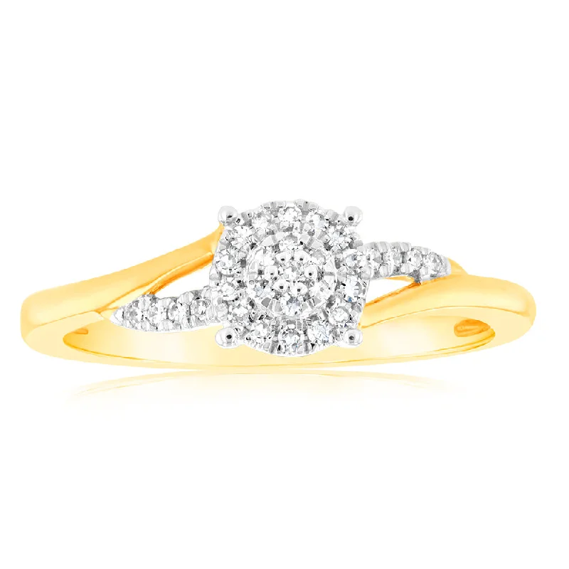 Luminesce Lab Grown 0.10ct Diamond Ring in 9ct Yellow Gold