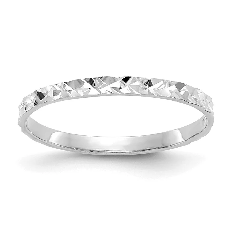 10K White Gold Diamond-cut Design Band Childs Ring