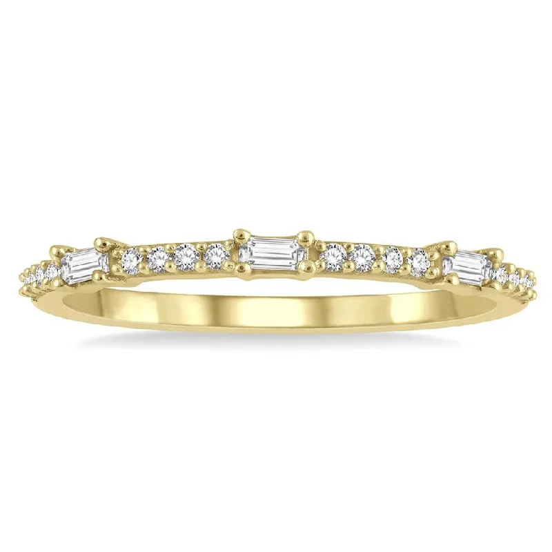 10K Yellow Gold Stackable Petite Baguette Diamond Fashion Ring