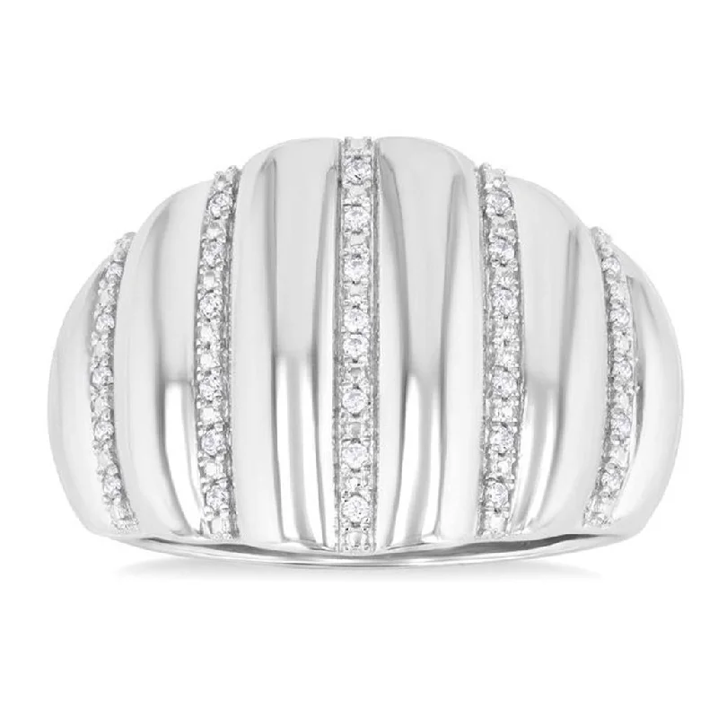 Sterling Silver Wide Band Diamond Ring