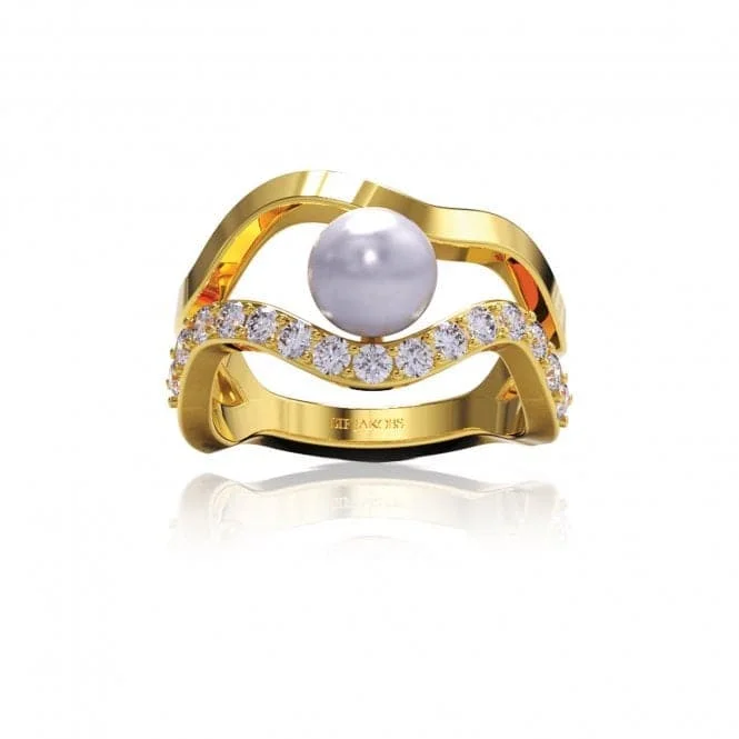 White Zirconia Ponza Ring SJ-R12363-PCZ-YG