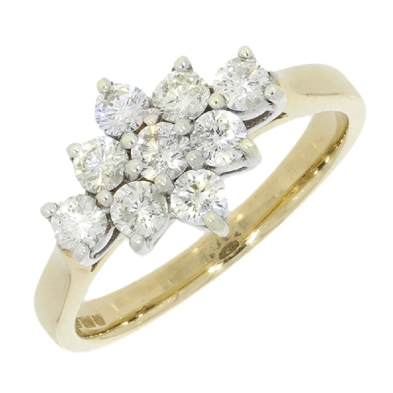 9ct Yellow Gold 0.77ct Diamond Cluster Ring