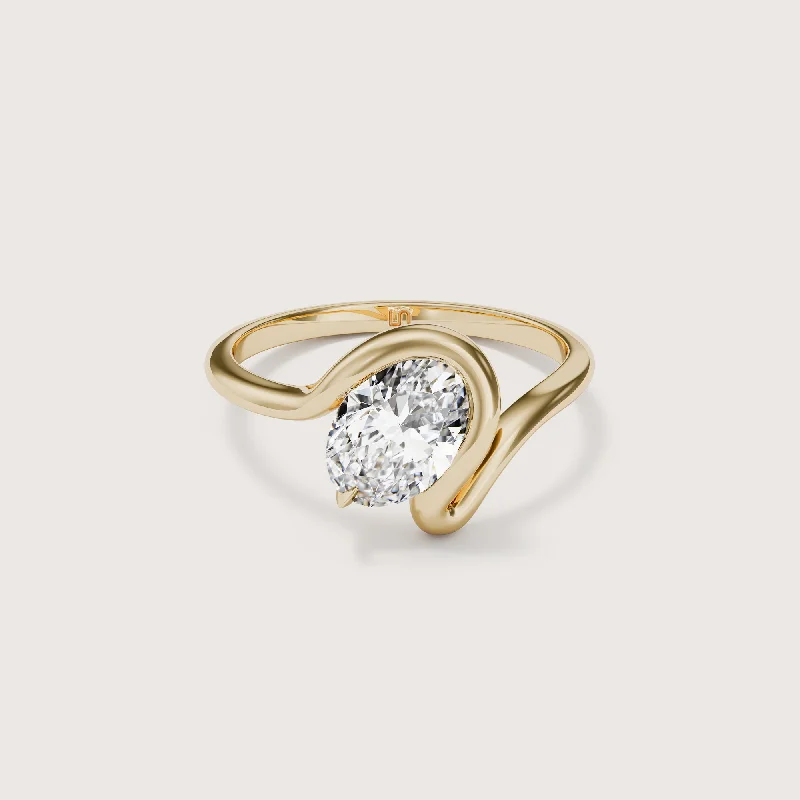 Bloom Oval Half Bezel Solitaire