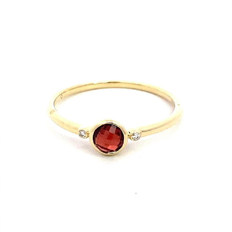 14K White Gold Garnet And Diamond Stackable Ring