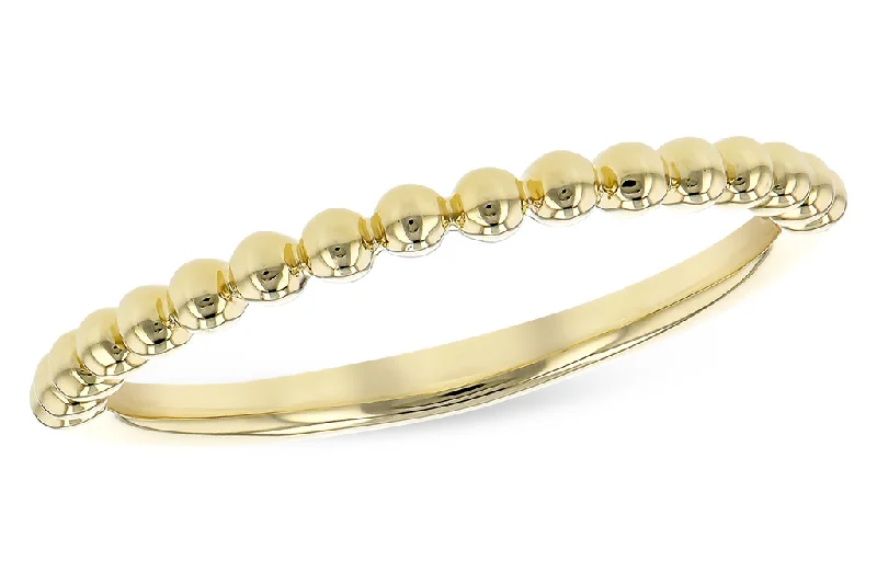 14K Yellow Gold Beaded Stackable Wedding Band Ring