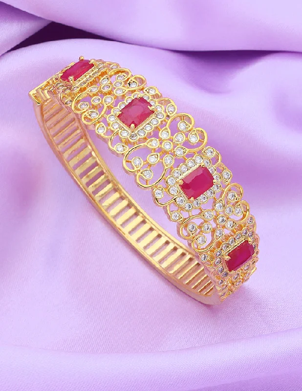 Designer Zirconia Gold Polish Ruby Bracelet