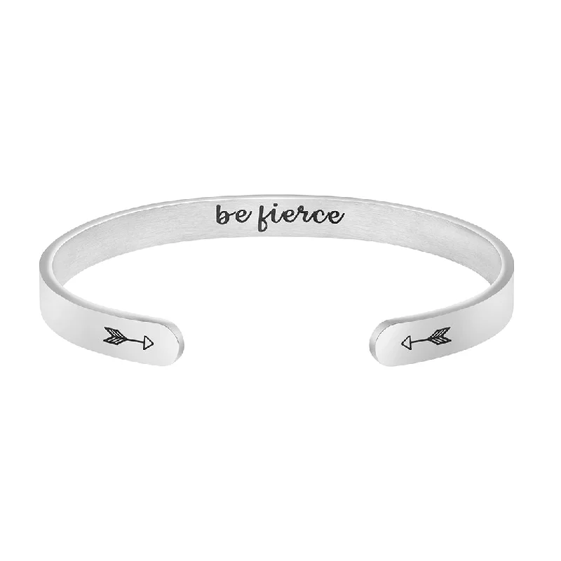 Be Fierce Hidden Message Mantra Cuff Bracelet