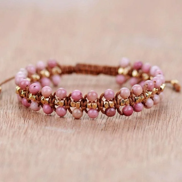 Rhodonite Braided Cord Bracelet