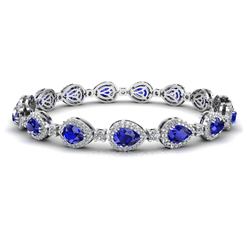 Halo Pear Shape 9 Carat Diamond and Sapphire Bracelet BRHAPSS