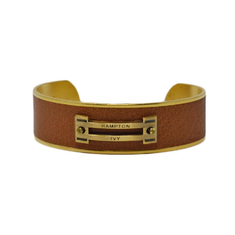 Tan Leather Horse Jump Cuff Bracelet