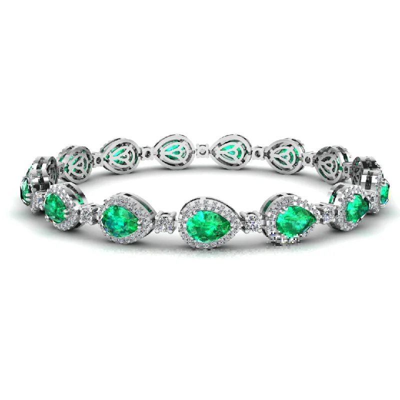 Halo Pear Shape 9 Carat Emerald and Diamond Halo Bracelet BRHAPSE