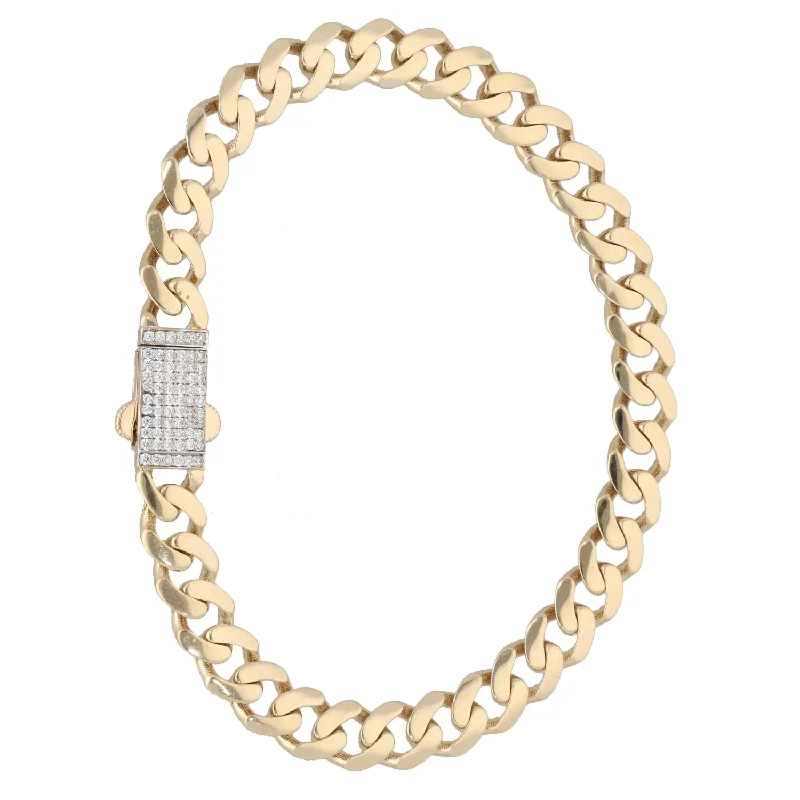 New 14ct Gold Cubic Zirconia Curb Bracelet