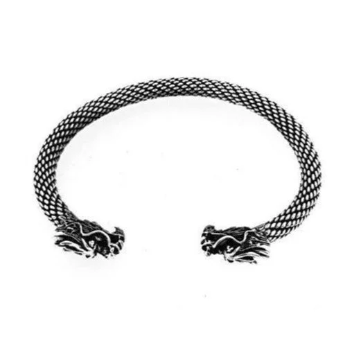 Men's 925 Sterling Silver Dragon Bangle | Heavy Solid Silver Bracelet for Men