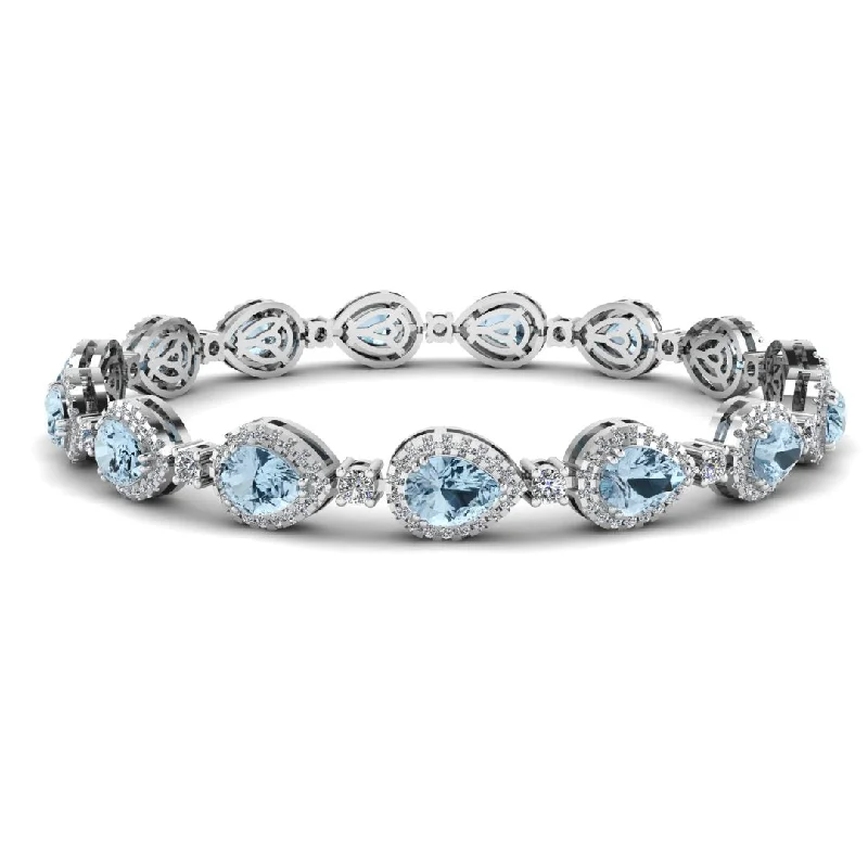 Halo Pear Shape 9 Carat Diamond and Aquamarine Bracelet BRHAPSA