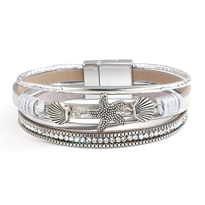 'Sea Life' Charm Cuff Bracelet - silver