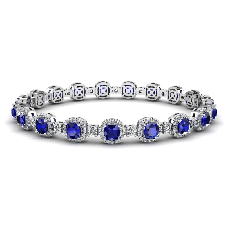 Cushion Shape 8.5 Carat Sapphire Featuring Diamond Halo Bracelet BRHACCS