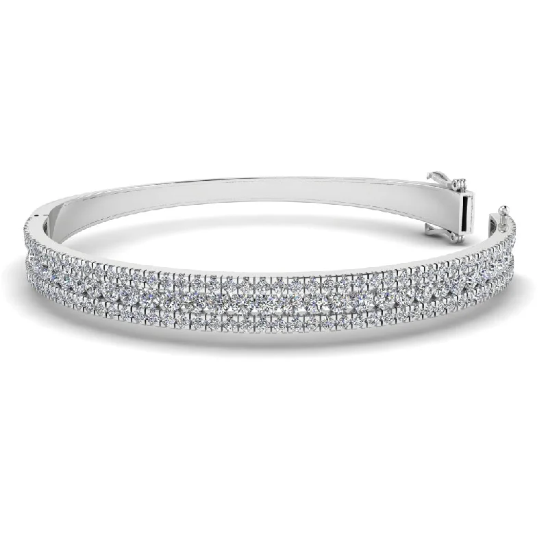 Round Brilliant 4.05 Carat Diamond 3 Rows Bangle BAN1D