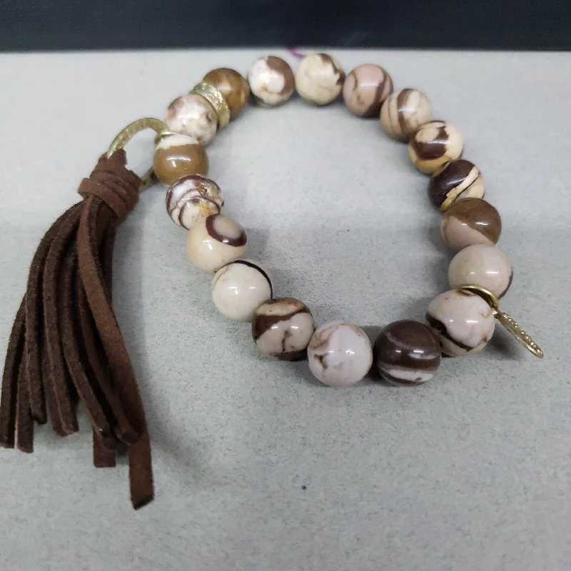 Stone and Gold Tassell Bracelet