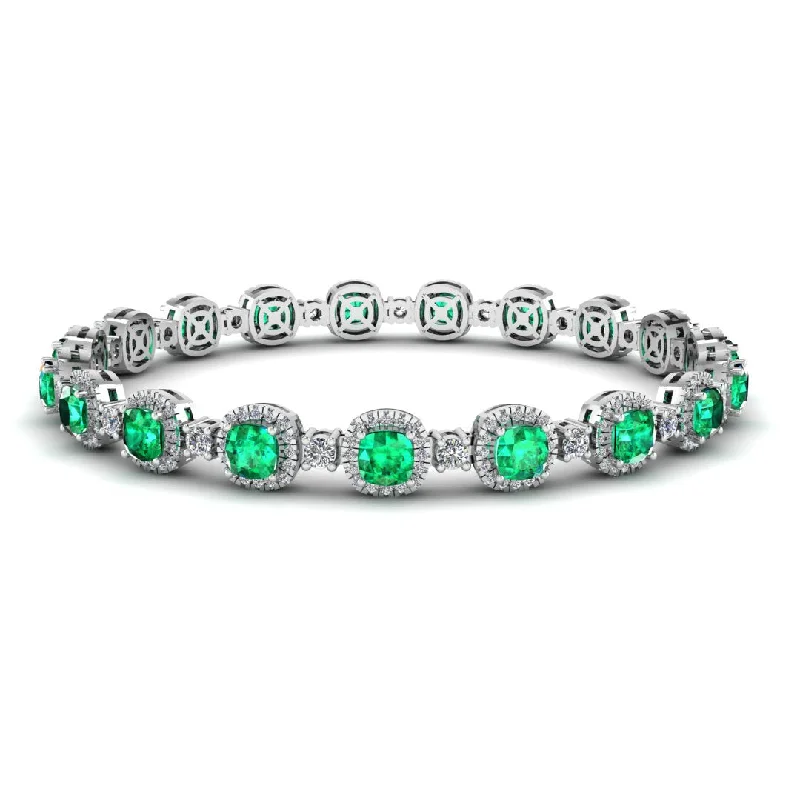 Cushion Shape 8.5 Carat Emerald Featuring Diamond Halo Bracelet BRHACCE