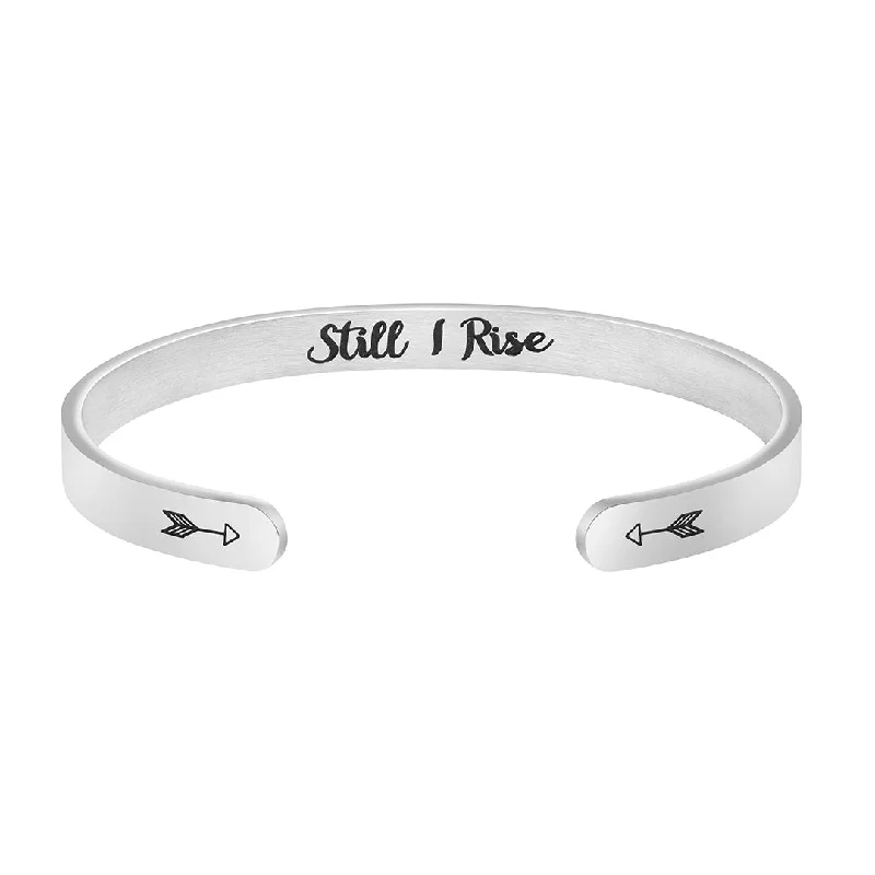 Still I Rise Hidden Message Cuff Bracelet Inspirational Jewelry for Women