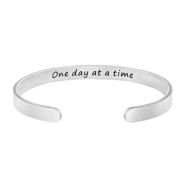 Once Day At A Time Inspirational Mantra Cuff