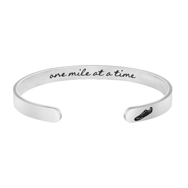 One mile at a time Marathon Cuff Gifts for Runners