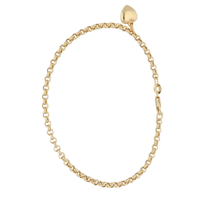 New 14ct Gold Belcher With Heart Bracelet