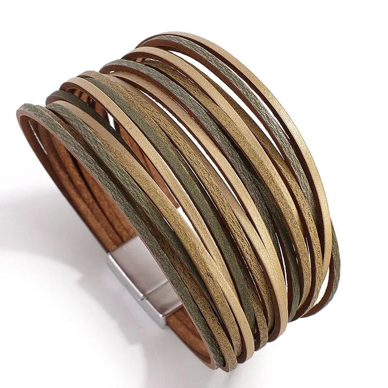 'Simple' Wide Cuff Bracelet - olive