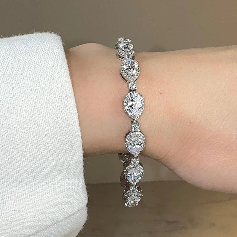 Pear Shape Halo 9 Carat Diamond Bracelet BRHAPS