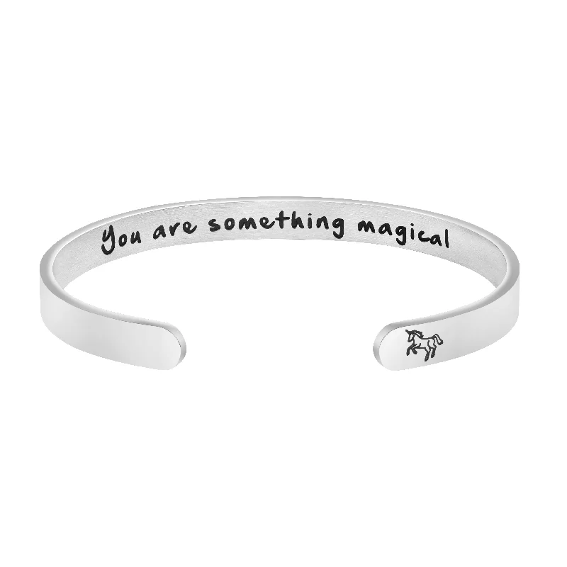 You Are Something Magical Unicorn Hidden Message Cuff Bracelet