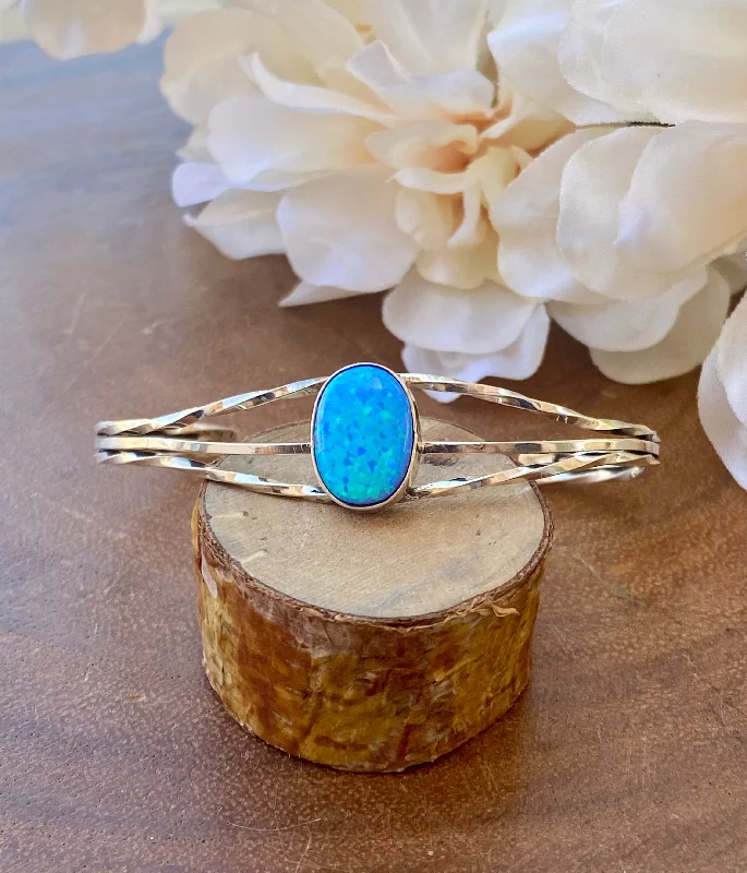 Mark Barney Blue Opal & Sterling Silver Cuff Bracelet