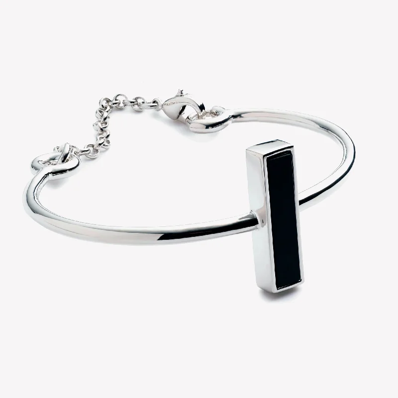 INLAID CROSSBAR CUFF - ONYX