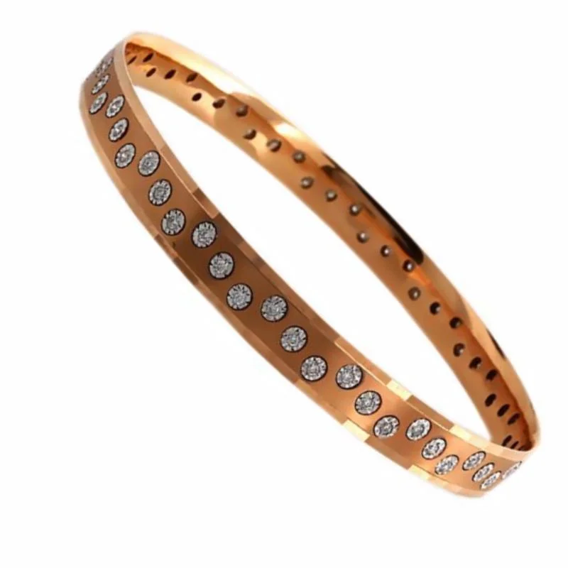 18K Rose Gold Diamond Bangle