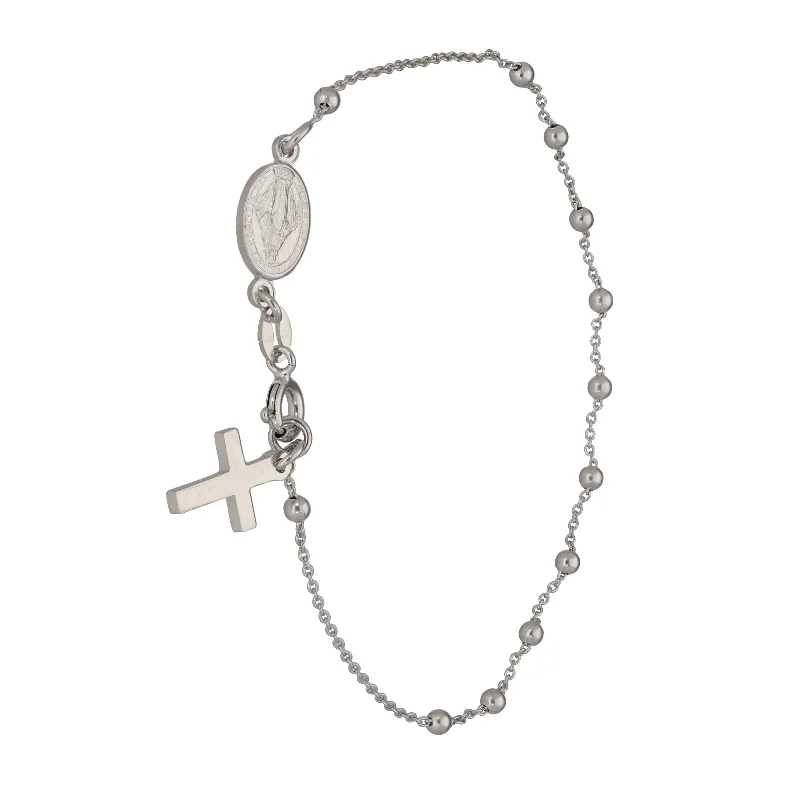 New Sterling Silver Rosary Bracelet