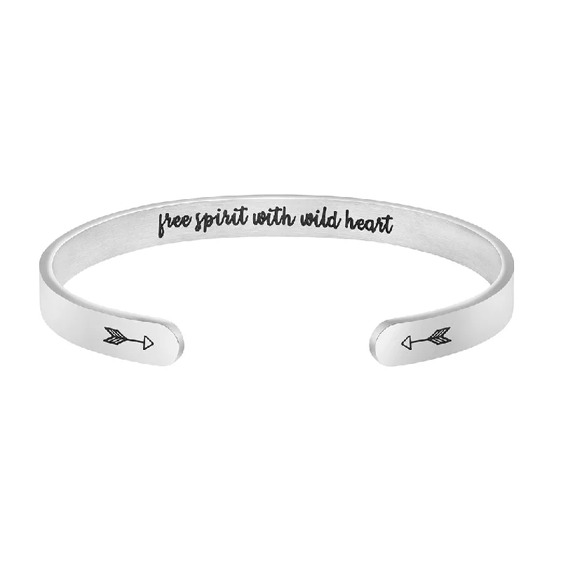 Free Spirit with Wild Heart Hidden Message Cuff Bracelet