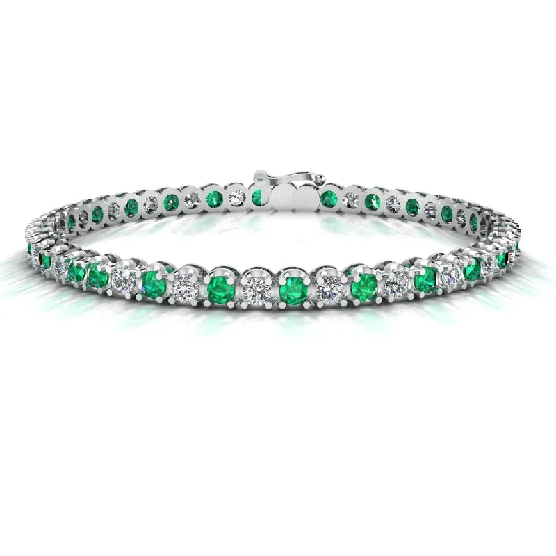 Round Brilliant Diamond and Emerald Bracelet BRDE45558