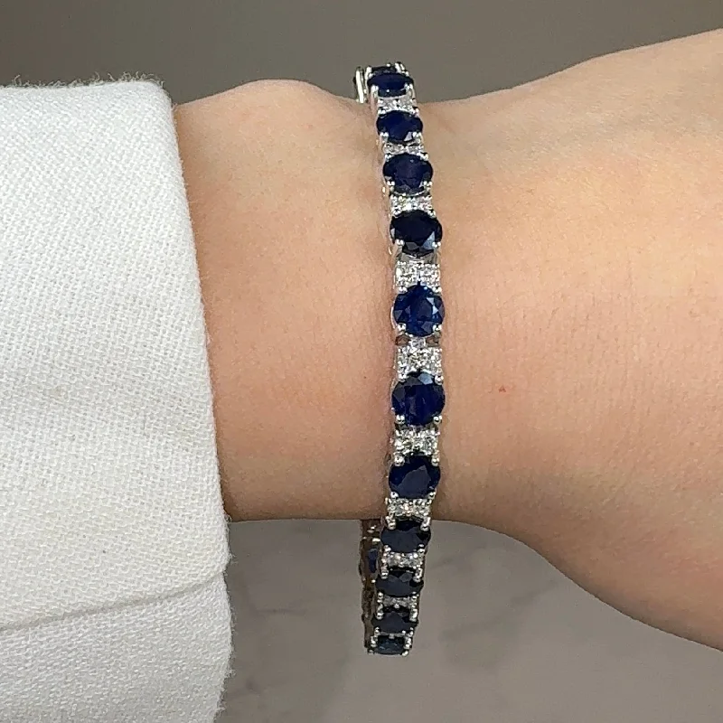 Round Brilliant Diamond and Sapphire 4 Claw Bracelet BRDS45345