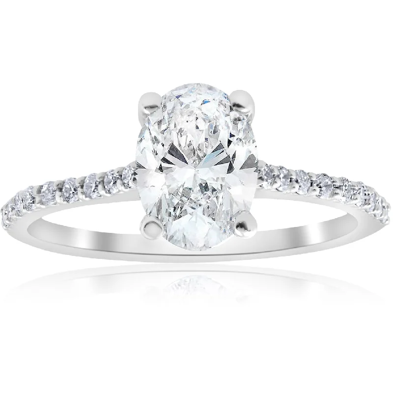 1 1/10ct Oval Diamond Engagement Ring White Gold Jewelry