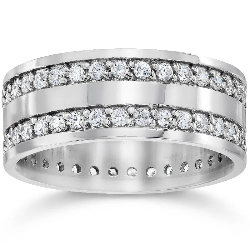 1 1/2ct Double Row Diamond Eternity Ring White Gold