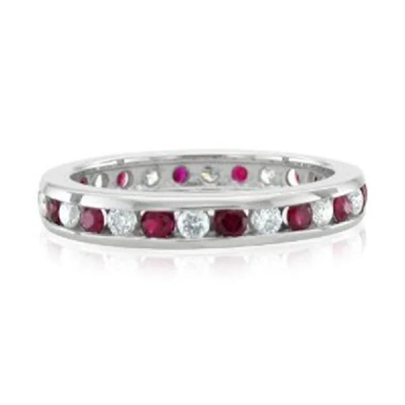 1 1/2ct Ruby & Diamond Eternity Ring White Gold