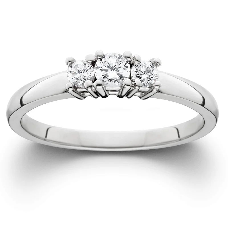 1/2 Ct Three Stone Lab Grown Diamond Engagement Ring White Gold