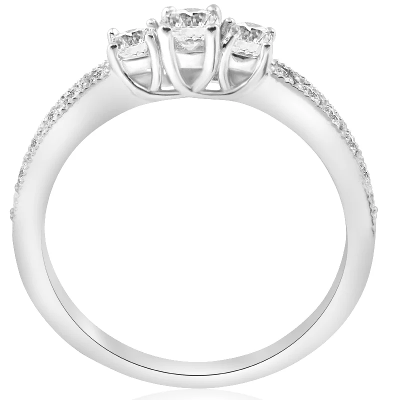 1/2ct 3-Stone Round Diamond Ring White Gold