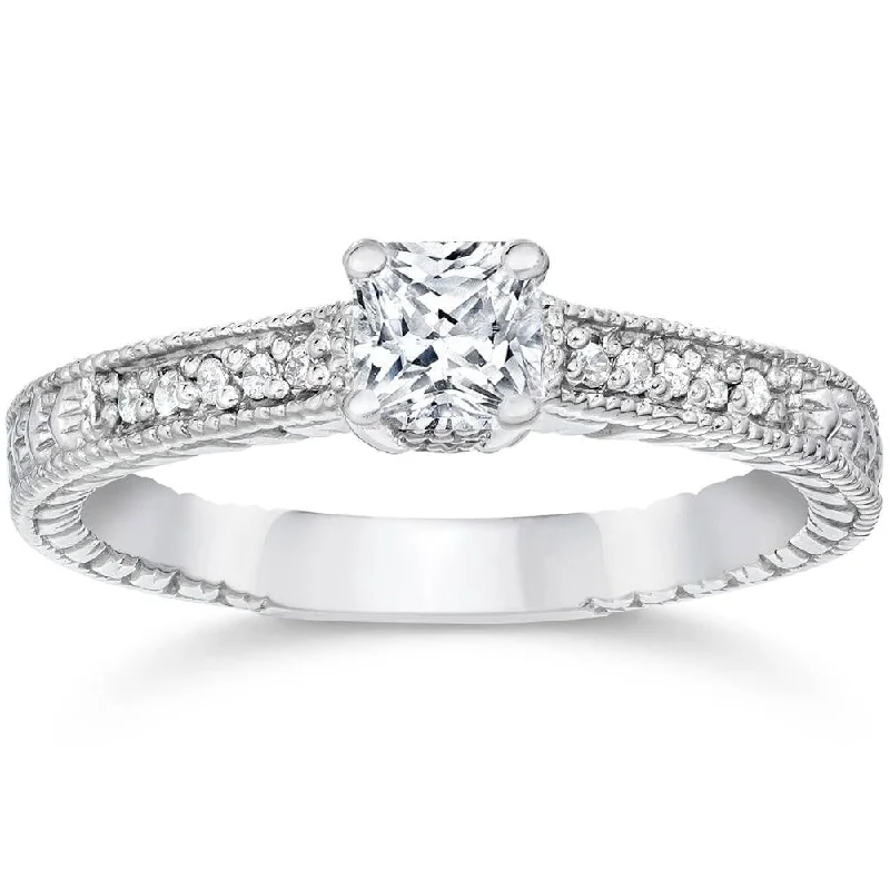 1/3ct Princess Cut Diamond Engagement Ring White Gold