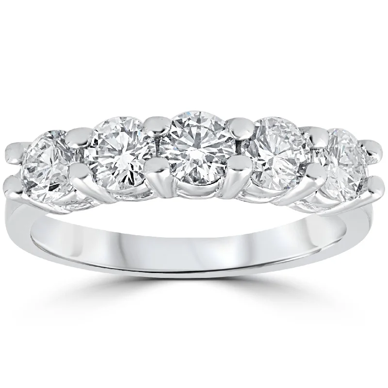 1ct Diamond Wedding Five Stone Ring White Gold