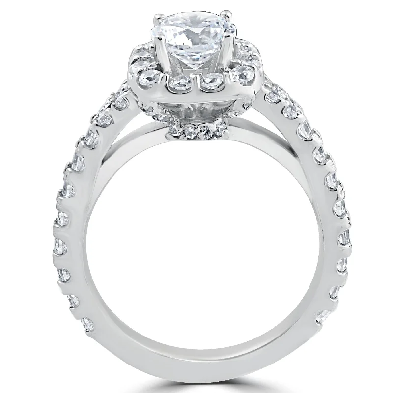 2 1/2Ct Cushion Halo Enhanced Diamond Engagement Ring White Gold