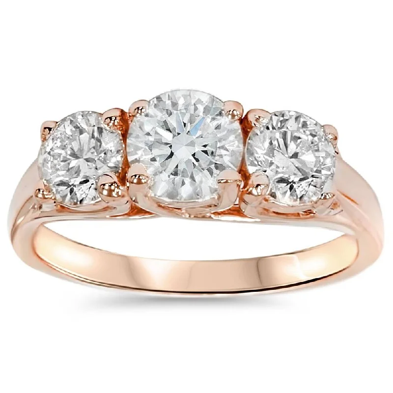 2ct 3 Stone Diamond Engagement Ring Rose Gold