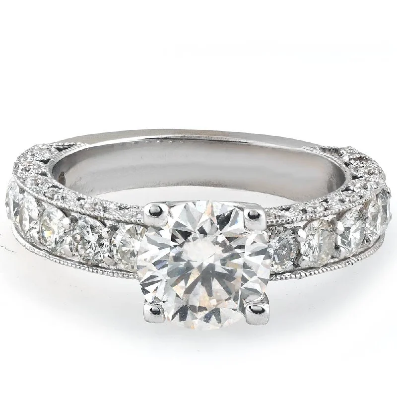 3.50ct Diamond Vintage Engagement Ring White Gold