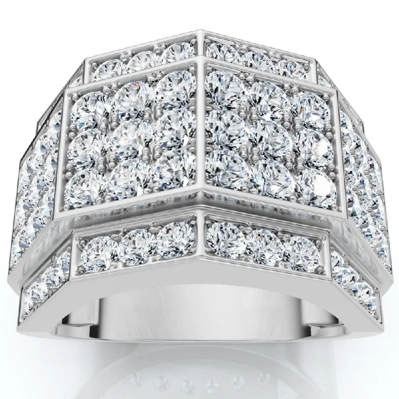 3 Ct Diamond Men's Multi-Cluster Wide Ring in White or Yellow Gold