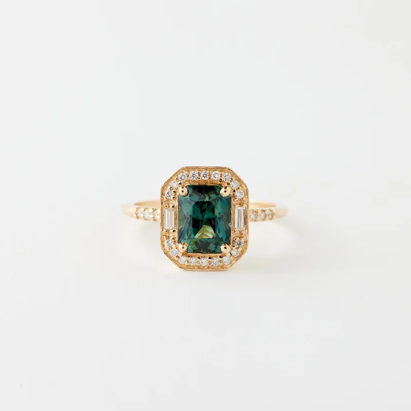 Athena Ring - 1.86 Carat Green-Teal Radiant Sapphire